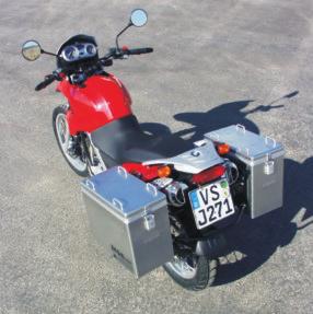 same width on both sides - Panniers can be mounted at different heights and angels - Suitable for track and off- road use Aluminium pannier set, BMW /Dakar 052-0031 (35/35 litres)