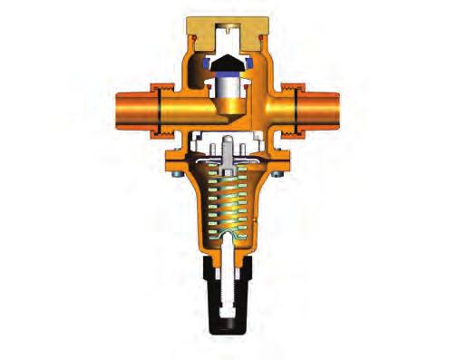 Valve Operation Flow Condition When flow begins, the pressure on the underside of the diaphragm will be lower than the set-point of the spring causing the diaphragm to move the valve seat away from