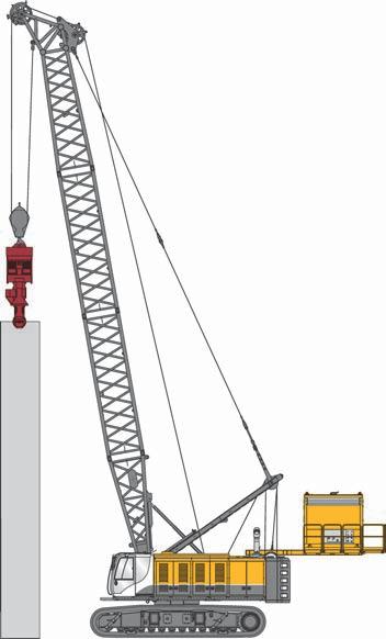 are hydraulically supplied by the power station of the crane for various alternatives of vibratory pile drivers with additional power pack ounted at rear (power pack optional) for Bauer cutters with