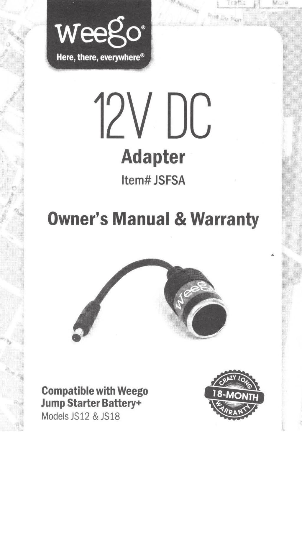 Adapter Item# JSFSA Owner's Manual & Warranty