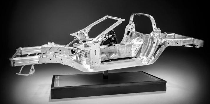 The 2014 Chevrolet Corvette Stingray The new Corvette is based on a new aluminum frame structure which includes two main rails -each