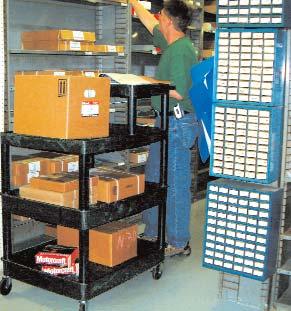 Service LPT44 Stand-up tool/utility cart with flat work surface area for convenience, two large tub base shelves for