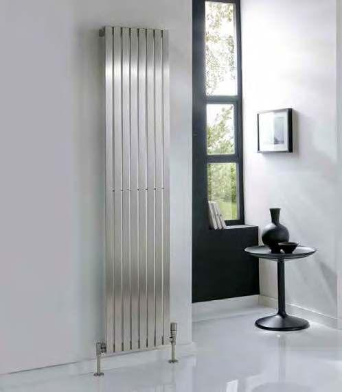 Ceres Ceres 1800 x 390 in Brushed Stainless Steel with Nickel Ideal TRV valves 6 vertical models Brushed Stainless