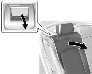 58 Seats and Restraints Rear Seats Folding the Seatback Either side of the seatback can be folded down for more cargo space. Fold a seatback only when the vehicle is not moving.