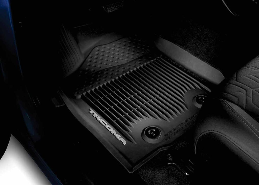 2 /9 All-Weather Floor Liners Your Tacoma was built to enjoy the outdoors. Unfortunately, sometimes slush and mud are part of that journey.