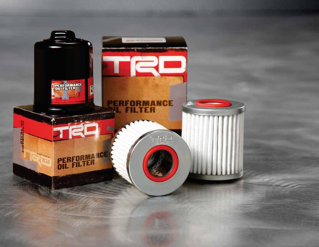 5 /10 TRD Performance Oil Filters Keep your oil pure as long as possible and help enhance the life of your engine with the TRD Oil Filter that keeps out impurities through a 100% synthetic fiber