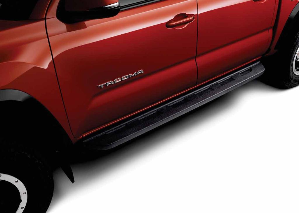 7 /20 Cast Aluminum Running Boards Add style and function with a set of running boards. They make it easier to step into the cab, and they complement the rugged good looks of the Tacoma.