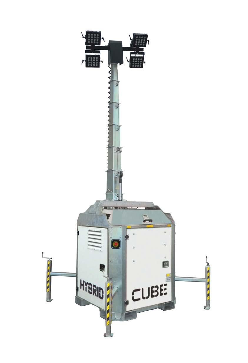 CUBE + HYBRID TOWER BATTERY PACK The CUBE+ Hybrid provides up to 8 hours of continuous operation without carbon emissions, fuel consumption nor noise, thanks to the battery pack.