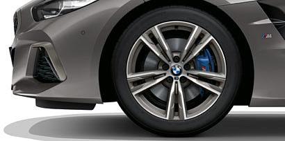 The high-quality 17" BMW light alloy wheel V-spoke style 768 is compatible with snow chains, designed in Ferric Grey and lends the