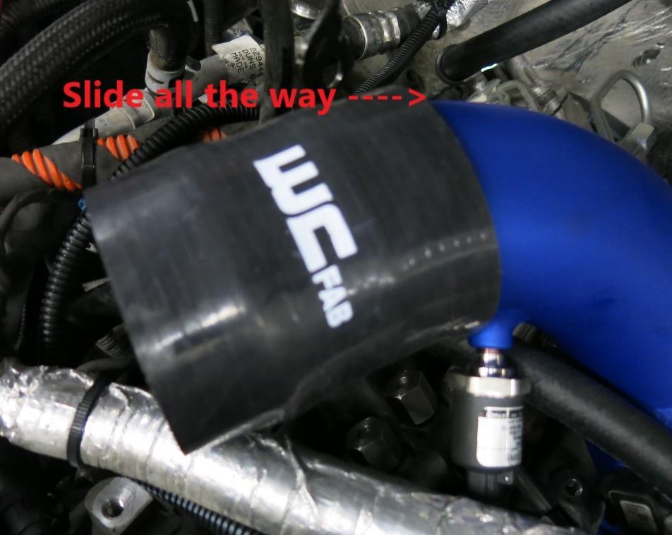 33. Install the temperature sensor that was removed in step 5 into the bung on your new intercooler pipe.