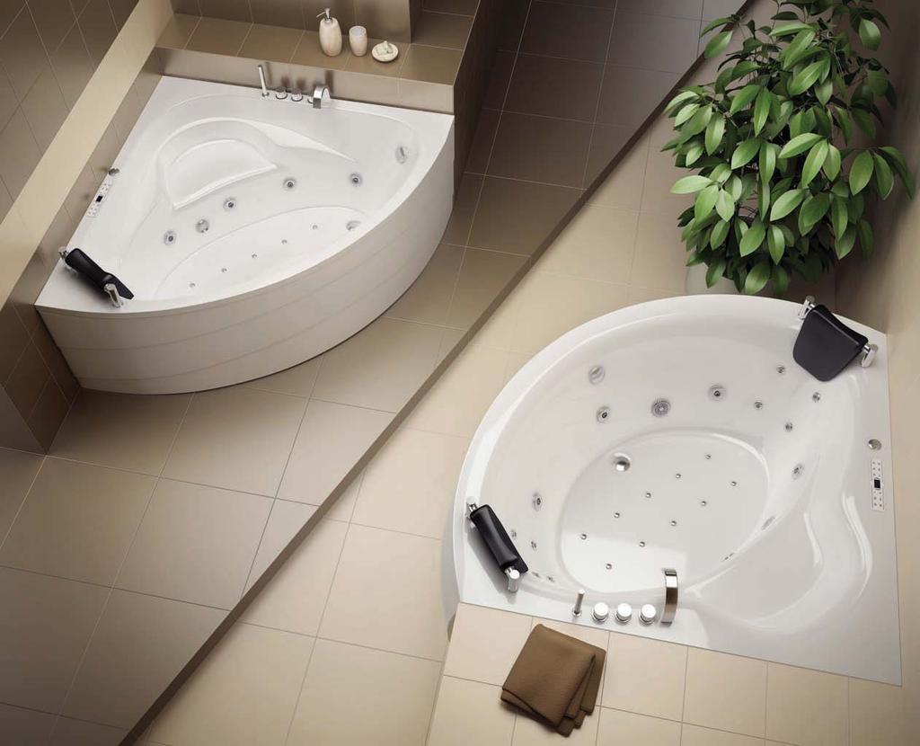 Aurora 140/150 Deluxe Dimensions: 140x140 150x150 cm Water capacity: 267 243 l massage: water, back, air control: electronic additional: light, heater, faucet, radio, ozonator Aurora 140 Aurora 150