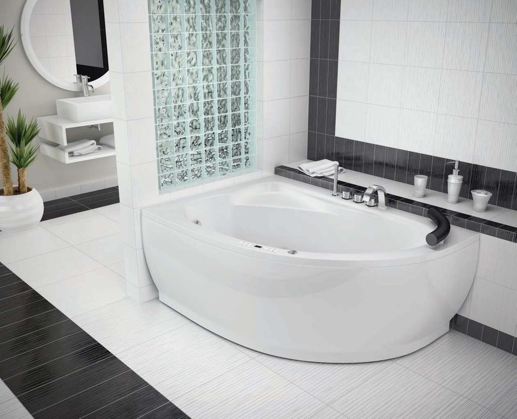Adria Deluxe Dimensions: 150x105 cm Water capacity: 200 l massage: water, back, air control: electronic additional: light, heater, faucet, radio, ozonator The bigger