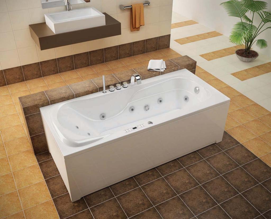 Roma Deluxe Dimensions: 150 170 x75 cm Water capacity: 140 165 l massage: water, back, air control: electronic additional: light, heater, faucet, radio, ozonator