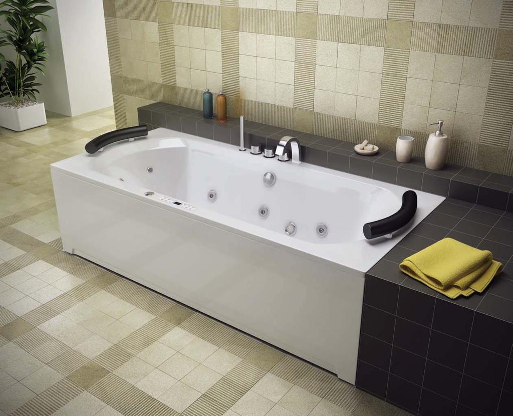 Dolce Deluxe Dimensions: 170x75 180x80 cm Water capacity: 197 215 l massage: water, back, air control: electronic additional: light, heater, faucet, radio,