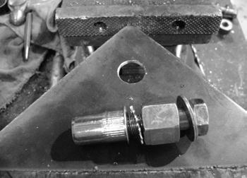 HOLE PREPARATION 2. Drill hole to appropriate size for rivet nut installation. 1/2 Rivnuts require an 11/16 hole and 3/8 Rivnuts require a 17/32 drill.