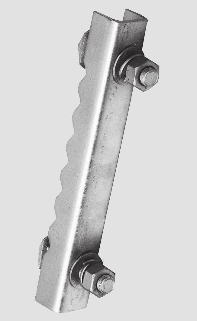 Mounting Brackets Clamp For fixing onto the center rungs of existing ladders, or climbing irons. Comes with all installation elements. Support structure must be checked for sufficient strength.