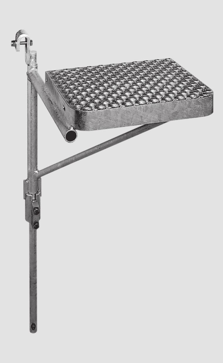 18008 Pivotable Footrest For use on ladders with side-rails made of flat iron up to an iron width of 50 mm.