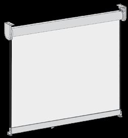 Stainless steel guides connect to floor or wall brackets to stabilize the shade.