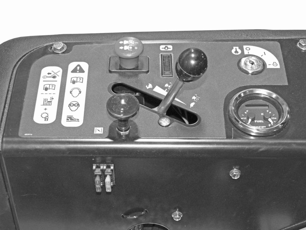 OPERTION Safe Operating Practices Refer to the Safety section of this manual for detailed operational and personal safety information. Control Panel C E F G C. Fuel gauge left tank.