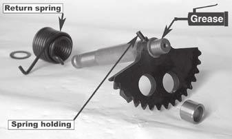 Align the idle shaft holding pin with the groove of the crankcase, then insert.