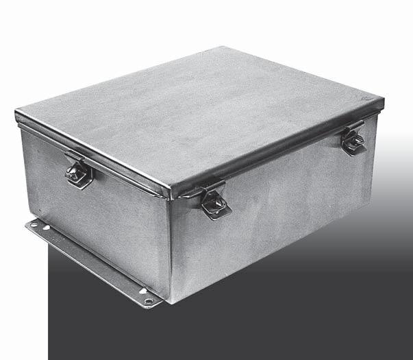 JIC Continuous Hinge Clamped Cover Enclosures JN4XHSS Series Enclosures Standard Features panel sold separately) Cover is attached with a continuous stainless steel piano hinge.