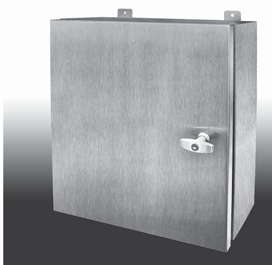 Powerwash/Pumpstation Enclosures 14 gauge Type 304 or Type 316L stainless steel Standard Features sold separately) Design Options Cover is sealed with a neoprene gasket for protection in wet
