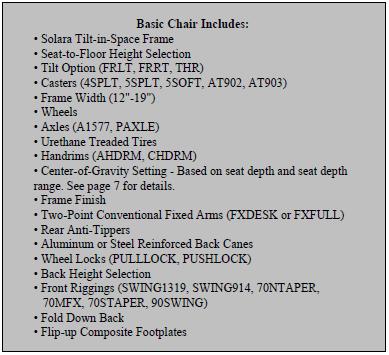 MATRX SEATING Seating will ship separately. Order must be entered by Invacare Customer Service. For more seating options please refer to the Invacare Matrx Seating Series Price List Form # 13-881C.
