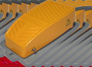 Aluminum pedal switches, modular contact blocks inside allow various contact possibilities.