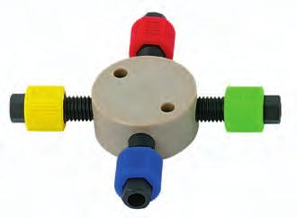 The appropriate number of the following are included when fittings are ordered: PPS flangeless hex-head nuts ETFE inverted ferrules Color-Sleeve adapters Sold individually.