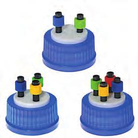 Prevent evaporation of volatile compounds 2, 3, or 4 ports with 1/4-28 threads for 1/8" or 1/16" tubing 6 or 7 ports available in some models Optional barbed adapter JR-075013 to connect 1/8 (3.