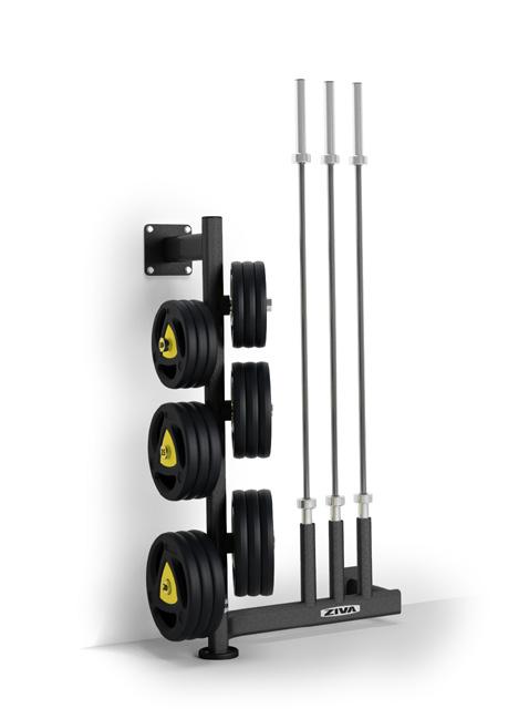 0 cm Weight: 24 kg SL WALL-MOUNTED PLATE RACK W (6 BARS) OLYMPIC BAR Width: 150.