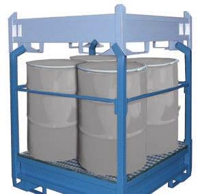 ; Stacking frame powdercoated RAL 5010 gentian blue; Permanent surface protection; Impact- and scratch-resistant; Stacking feet flush with frame; 8 stacking supports; 3-times stackable, but do not