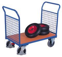System trolleys with mesh sides System trolleys with mesh sides Modular system; Base structure with innovative frame section; Load surface of wood-based board, surface finish beech; End and