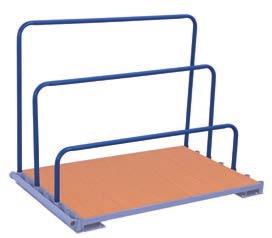 2 tubular supports and 2 rows of sockets for 7 tubular supports; Trolley powdercoated RAL 5010 gentian blue; Permanent surface protection; Impact- and scratch-resistant; Grey non-marking