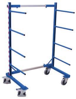 Carrier-spar trolleys Carrier-spar trolleys Welded tubular steel construction; 4 or 8 carrier spars per upright; Circa carrier-spar length 595 mm (one-sided) and 375 mm (two-sided); Width of trolley