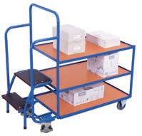 Order-picking trolleys Order-picking trolleys Welded steel construction; Base structure with innovative frame section; Load surfaces of wood-based board, surface finish beech; Set in anglesteel