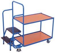 615 1455 625 1320 985 595 50,0 250 125 x 32 shelf heights 190 / 505 / 820 mm height of top step 515 mm step height 230 mm Load capacity shelf: 80 kg* Swivel castors with wheel brakes and foot guards