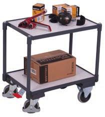 ESD trolleys (electrostatic discharge) ESD trolleys Modular system; Electrostatic discharge execution; Base structure of ESD pushbar trolleys with innovative frame section; Load surfaces of