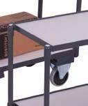 pushbar; Trolleys powder-coated RAL 7024 graphite grey; Electrically conductive; Permanent surface protection; Impact- and scratch-resistant; Grey non-marking electrically conductive thermoplastic