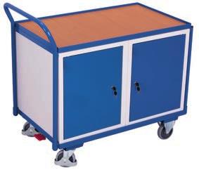Workshop trolleys 280 mm Workshop trolleys Welded steel construction; Base structure with innovative frame section; Load surfaces of wood-based board, surface finish beech; Set in angle-steel frame,