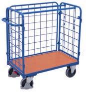 replaceable and variable removable; Trolleys powdercoated RAL 5010 gentian blue; Permanent surface protection; Impact- and scratch-resistant; Grey non-marking