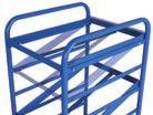 150 mm; Suitable for euro boxes 600 x 400 mm (W/D); Trolleys powder-coated RAL 5010 gentian blue; Permanent surface
