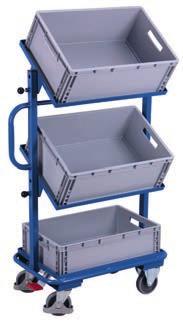design on page 51 Small order-picking trolley with 3 wooden shelves, tiltable sw-400.