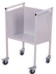 Document trolleys and Book trolley Document trolley Welded tubular steel construction; Document compartment enclosed on 3 sides; End and side wall height: 505 mm; Load surface inclined at 10 towards