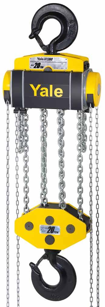 Hoisting Equipment Hand chain hoists Hand chain hoist model Yalelift 360 20 t 20000 The brake system used in the Yalelift series is also employed in the Yalelift 360 20 t, setting standards in terms