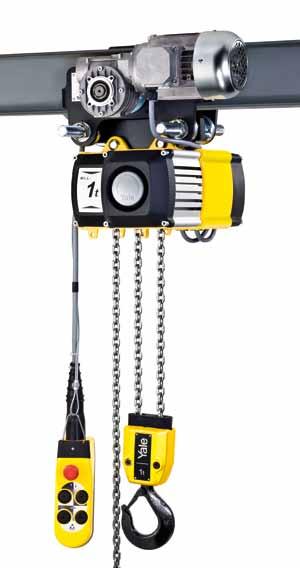Hoisting Equipment Electric chain hoists High speed units up to 18 m/min available Options Stainless steel load chain (no reduction of working load limit). Suspension hook Flexible chain container.