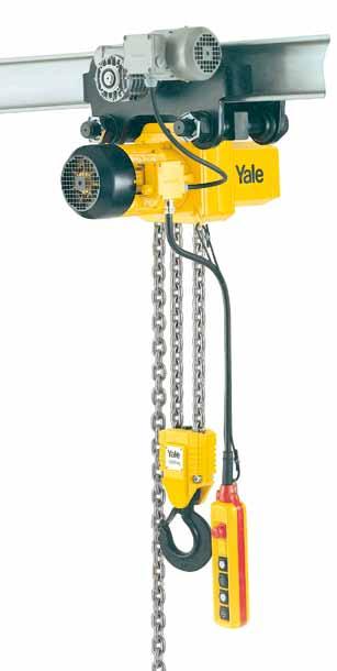Control for synchronized operation of several hoists. Manual and electric trolleys. Integrated low headroom trolley. Festooned cable system.
