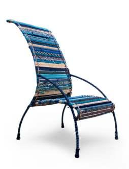 PISTACIO BLUE Classic High Back Chair cm. 66x102x41/120.