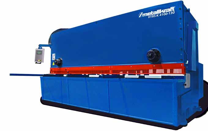 Hydraulic sheet metal shears with guide mechanism HTBS-K - Hydraulic CNC sheet metal shears Standard type: Very heavy steel welding structure CNC control D-Touch 7 automatic, hydraulic cutting angle