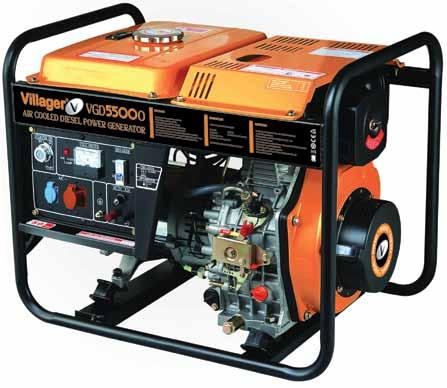 DIESEL POWER GENERATOR VGD 5500-S Art no: 038077 Engine: diesel, one cylinder, 4-stroke, aircooled Displacement: 418 cm³ Rated power: 5 kw Max power: 5.